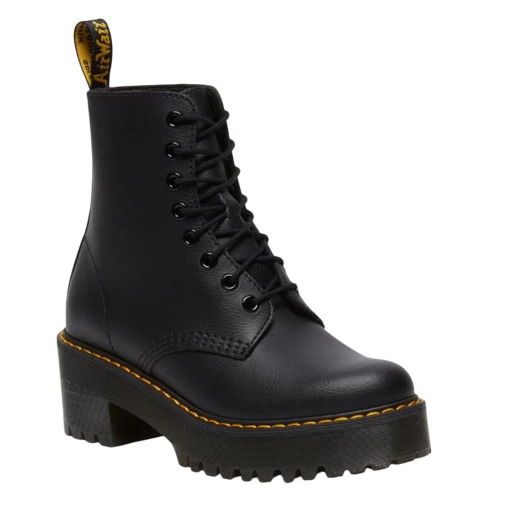 Dr. Martens Womens Sanguine Heeled Ankle Bootie EU 37 US 6 Black Leather NWOB